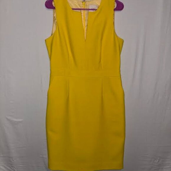 J. Crew Split Neck Suiting Dress Chartreuse 8 - Picture 2 of 7